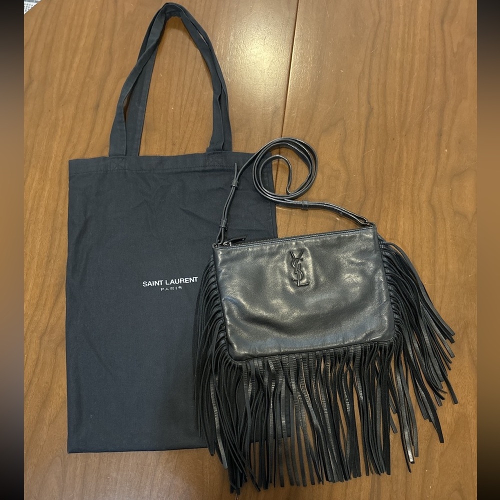 Yves Saint Laurent Leather Fringe Crossbody Bag